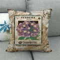 Detailed texture of rustic linen pillowcase with purple Verbena floral print - 18x18 Inch / Vintage Verbena (10)