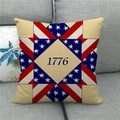 Pentagram geometric star pattern linen throw pillow case with American 1776 design - 18x18 Inch / Independence Year 1776 (8)