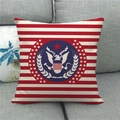 Linen pillow cover with US flag and eagle design in pop art style on a sofa - Soviet Symbol Eagle (7)