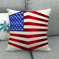 Linen decorative square pillow cover with American flag pattern on a grey sofa - Classic Star and Stripes Full Print (11)