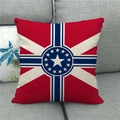 Detailed close-up of linen cushion cover with American flag eagle geometric star design - Confederate Style Cross Flag (13)