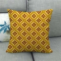 Linen decorative pillowcase featuring golden geometric diamond patterns on a grey sofa - 45x45cm / Gold Geometric Rhombus