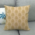 Close-up of yellow geometric damask pattern on linen throw pillow case on a sofa - 45x45cm / Bright Yellow Damask Floral