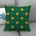 Linen decorative pillow case with green geometric rhombus patterns on a grey sofa - 45x45cm / Olive Green Vintage Octagons