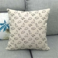 Cartoon dinosaur print linen pillowcase in beige with black minimalist pattern - 45x45cm / Beige Black Line Dinosaur