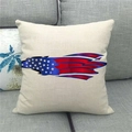 Leinen-Kissenbezug mit US-Flaggen-Adler-Grafik auf einem grauen Sofa - Adlerkopf Flagge Textur (3)