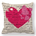 Detail of love heart pattern with cursive text on beige peach skin throw pillowcase - Beige Heart Art Words (5)