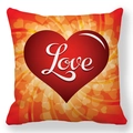 Close-up of heart patterned peach skin pillowcase with Love script for Valentine's Day decor - Red Heart Love (6)