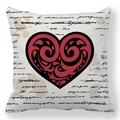 Macro shot of peach skin fabric cushion cover featuring a vintage red heart and scroll pattern - Vintage Red Heart Art Word (10)