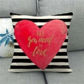 Housse de coussin en lin à rayures noires et blanches avec cœur rouge de Saint Valentin - Rayures Noir et Blanc Coeur Rouge Love (2)
