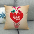 Détail de la taie d'oreiller en lin avec ballon en cœur et texte Love You - 45x45cm / Montgolfière Oiseaux (16)