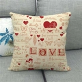 Linen pillow cover with multi-language I Love You prints and romantic red heart motifs - Red Confession Multi-language Style (8)