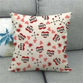 Detail of linen pillow cover with red heart and LOVE pattern on grey sofa - Sequential Cupid's Arrow LOVE Style (14)