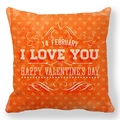 Detail of orange Valentine's Day pillowcase with white 14 February and heart pattern - Orange Background Heart Text Style (5)