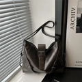 Vintage large dark brown tote bag with adjustable straps and retro metal hardware - Coffee