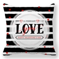Valentine's Day pillowcase featuring black stripes with Love You and February 14 text - Black White Stripe LOVE Text Style (7)