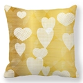Detail of square gold peach skin pillowcase featuring white grid textured hearts - Gold Background Heart Texture Style (10)