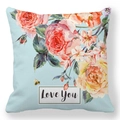 Floral Love You peach skin pillowcase with watercolor roses on light blue background - Light Blue Rose Love You Style (11)