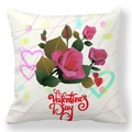 Detail of white peach skin pillowcase with pink roses and Valentine's Day lettering - Pink Rose Heart Decoration Style (12)