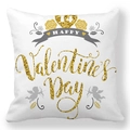 Detail of white microfiber pillowcase featuring gold Valentine's Day heart design - White Background Glitter Valentine Style (13)