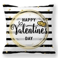 Close-up of Valentine's pillowcase with gold hearts and Happy Valentine's Day text - Stripe Gold Heart Ring Style (19)