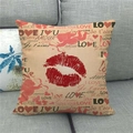 Valentijnsdag linnen kussenhoes met rode lippenprint en Cupido op de bank - Lipafdruk Cupido Stijl (20)