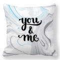 Detail showing the you and me typography on marble pattern peach skin pillowcase - Blue Gray Marble You & Me Style (21)