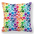Peach skin pillowcase featuring colorful watercolor heart patterns on a white background - 45x45cm / Dense Multicolor Art Heart Style (7)