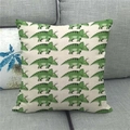 Linen cushion cover featuring green cartoon triceratops patterns on beige fabric - 45x45cm / Beige Cartoon Triceratops Array