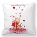 Happy Valentine's Day peach skin pillowcase featuring a cute bear with red hearts - Brown Bear With Heart Gift Box Style (7) / 18x18 Inch