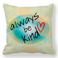 Detail of peach skin pillowcase showing the always be kind watercolor heart pattern - Colorful Circles With Kind Heart Quote Style (9) / 18x18 Inch