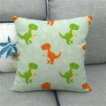 Cartoon dinosaur print linen cushion cover in mint green for home sofa decor - 45x45cm / Pale Green Cute Cartoon Dinosaur