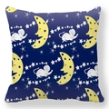 Detailed pattern of cheese moon and cartoon mouse on a dark blue peach skin pillowcase - Dark Blue Starry Night Moon With Mouse Style (14) / 18x18 Inch