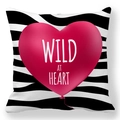 Zebra pattern square pillowcase with pink heart and Wild at Heart text design - Zebra Print Pink Heart Balloon (38)