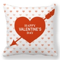 Detail view of peach skin fabric Valentine pillowcase with heart and arrow graphic - Heart Arrow Pattern Style