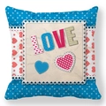 Polka dot pattern peach skin pillowcase with LOVE text and heart design - Royal Blue Polka Dot LOVE Style