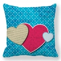 Valentine's Day square peach skin pillowcase with romantic blue watercolor heart pattern - Watercolor Polka Dot Layered Heart Style