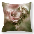 Peach skin square pillowcase with romantic pink rose and heart pattern for Valentines Day - Pink Rose And Heart Light Shadow Style (20) / 18x18 Inch