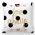 Valentine Peach Skin pillowcase with Love Always text and pink heart arrow pattern - Black Polka Dots With Love Always Style (33) / 18x18 Inch