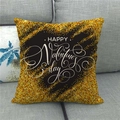 Close-up of Happy Valentine's Day linen pillowcase with golden glitter dots on a sofa - Gold Glitter Polka Dot Style (19)