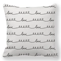 Detail of soft peach skin cushion cover with black handwritten love text and wave pattern - Minimalist Wave Line Love Style