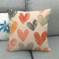 Federa per cuscino in lino con cuori vintage invecchiati e piccoli pois decorativi - Stile Cuori Multicolore Invecchiati