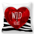 Wild at Heart love pillowcase with zebra stripes and a red diamond heart pattern - Geometric Faceted Red Heart (37)