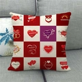 Red heart checkerboard linen wedding pillowcase on sofa for Valentine's Day decor - Wedding Theme Checkerboard (12)