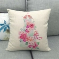 Detailed texture of linen throw pillow cover featuring pink birds and rose floral print - Bow Rose Birds Interaction Style (15)
