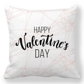 White peach skin square pillowcase with geometric lines and Happy Valentine's Day text - White Rose Gold Geometric Line Style (20)