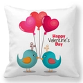 Peach skin Valentine pillowcase with heart balloons and happy birds illustration - 45x45cm / Heart Balloon with Staring Birds Style (20)