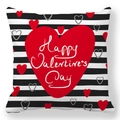 Happy Valentine's Day heart pillowcase with black and white horizontal stripes - Black and White Striped Festival Heart (21)