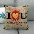 Detailed texture of linen throw pillow cover with heart pattern on grey sofa - Vintage Tan Red Heart (6)
