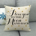 Linen pillowcase with I love you to the moon and back text and gold dot accents - Love Quotes Gold Dots (15)
